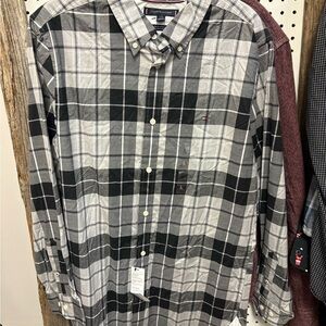 Tommy Hilfiger Men's Black and White Checkered Shirt